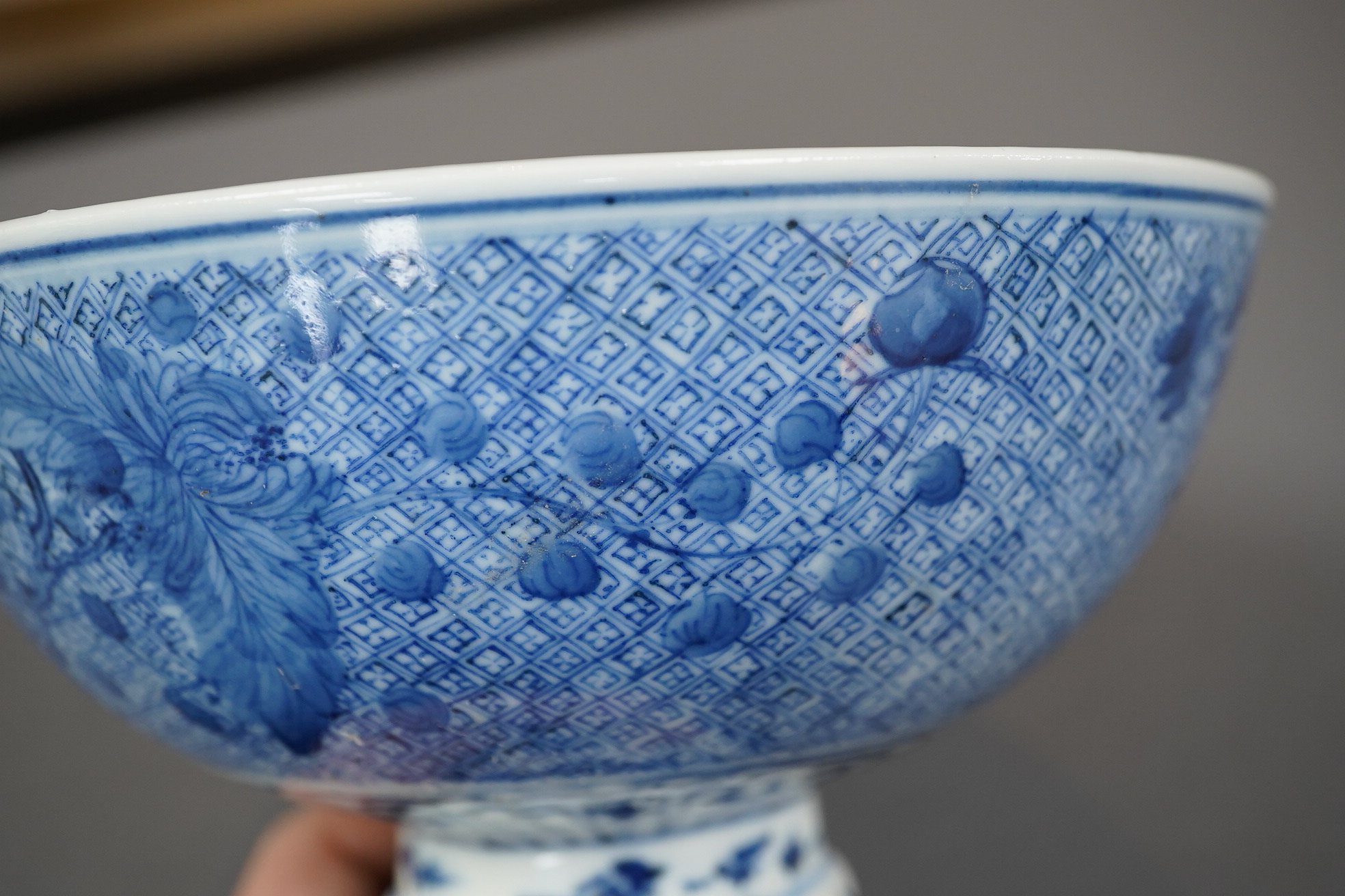 A Chinese blue and white ‘dragon’ stem bowl, Guangxu six character mark and of the period (1875-1908)